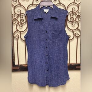 Anthropologie Ember blue sleeveless button down top